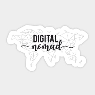 Digital nomad geometric world map Sticker